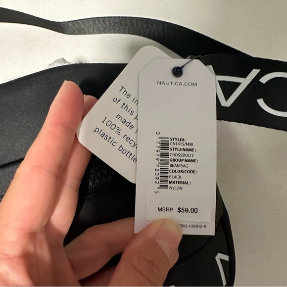 NWT Nautica Women’s Black Nylon Bean Bag Crossbody Bag - Picture 7 of 9